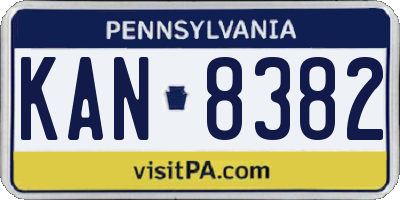 PA license plate KAN8382