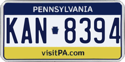 PA license plate KAN8394