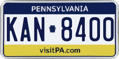 PA license plate KAN8400