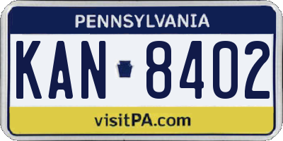 PA license plate KAN8402