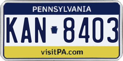 PA license plate KAN8403