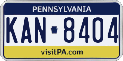 PA license plate KAN8404