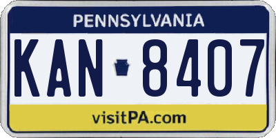 PA license plate KAN8407
