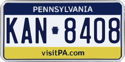 PA license plate KAN8408