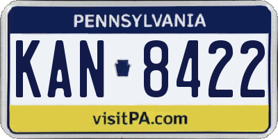 PA license plate KAN8422