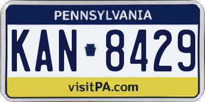 PA license plate KAN8429