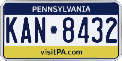 PA license plate KAN8432