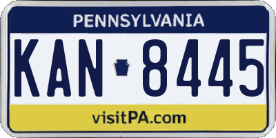 PA license plate KAN8445