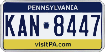 PA license plate KAN8447
