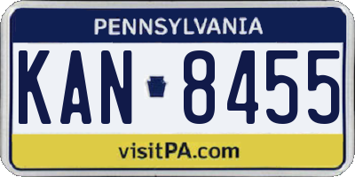 PA license plate KAN8455