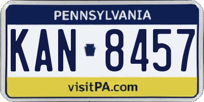 PA license plate KAN8457