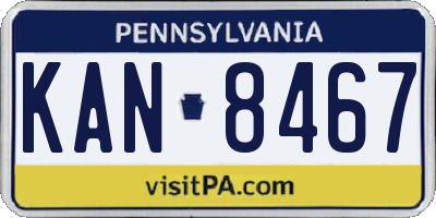 PA license plate KAN8467