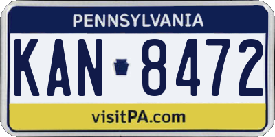 PA license plate KAN8472