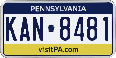 PA license plate KAN8481