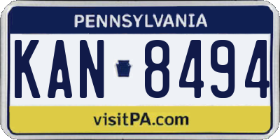 PA license plate KAN8494