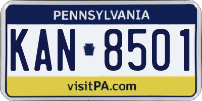 PA license plate KAN8501