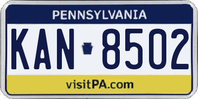 PA license plate KAN8502