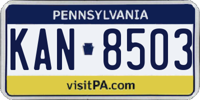 PA license plate KAN8503