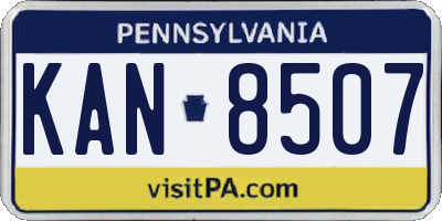 PA license plate KAN8507