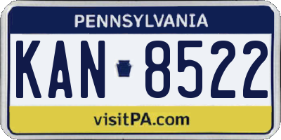 PA license plate KAN8522