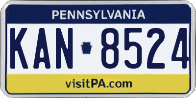 PA license plate KAN8524