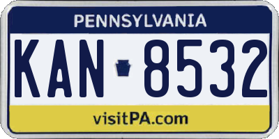 PA license plate KAN8532