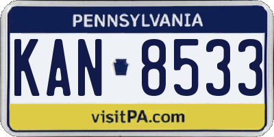 PA license plate KAN8533