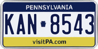 PA license plate KAN8543