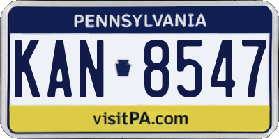 PA license plate KAN8547