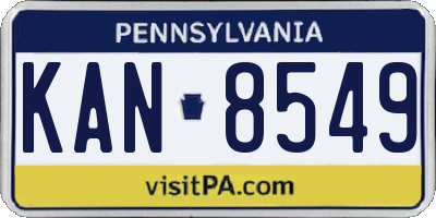 PA license plate KAN8549
