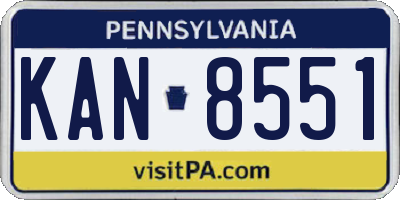 PA license plate KAN8551