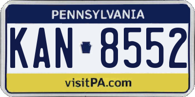 PA license plate KAN8552