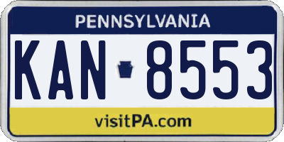 PA license plate KAN8553