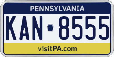 PA license plate KAN8555