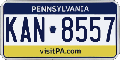 PA license plate KAN8557