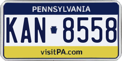 PA license plate KAN8558