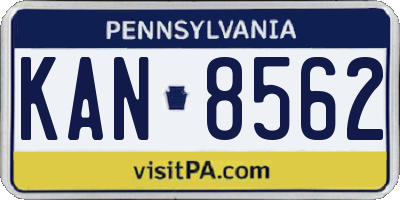 PA license plate KAN8562