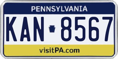 PA license plate KAN8567
