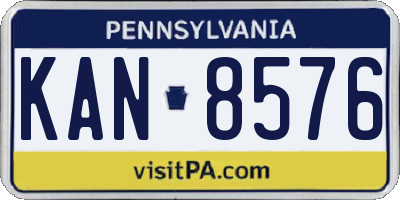 PA license plate KAN8576