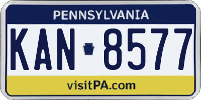 PA license plate KAN8577