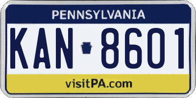PA license plate KAN8601