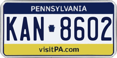 PA license plate KAN8602