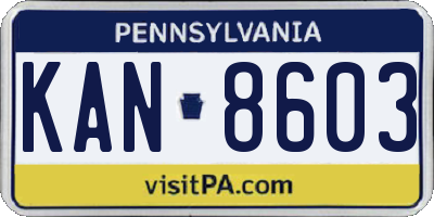 PA license plate KAN8603