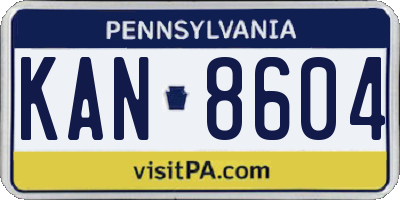 PA license plate KAN8604