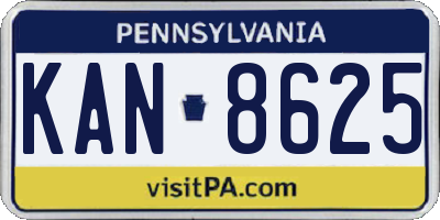PA license plate KAN8625