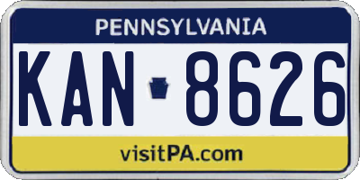 PA license plate KAN8626
