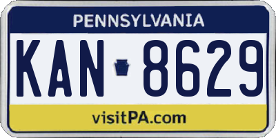 PA license plate KAN8629