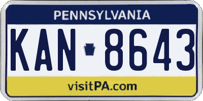 PA license plate KAN8643