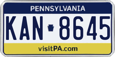 PA license plate KAN8645