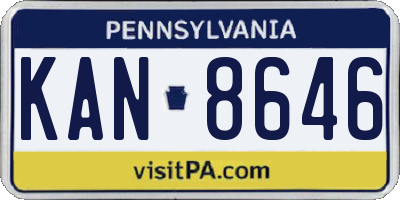 PA license plate KAN8646